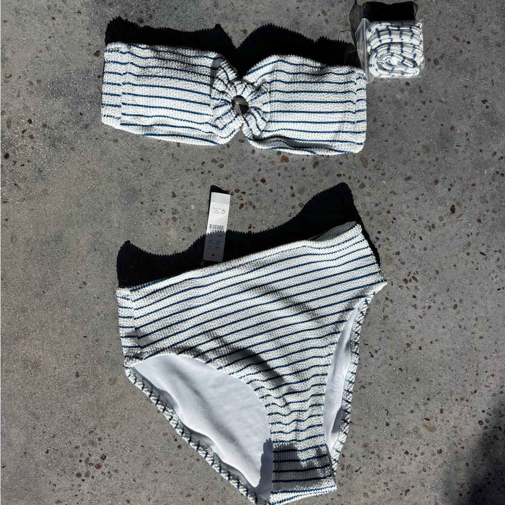 J. Crew Blue and White Striped Swimwear
